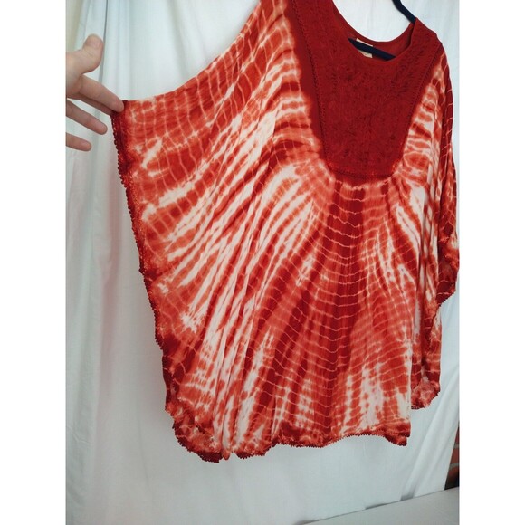 NWT Rainbow Rusty Orange Boho Embroidery Beach Swim Coverup Kimono One Size - Picture 3 of 14